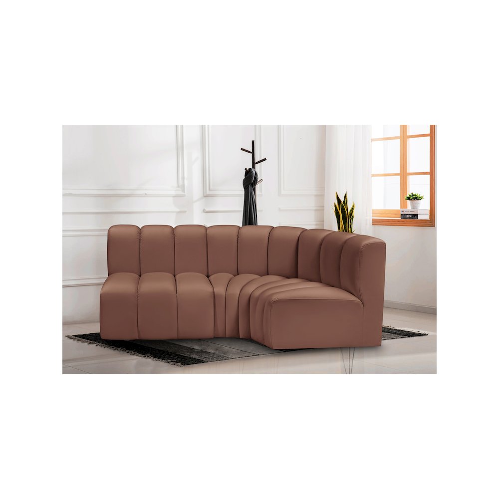 Arc Cognac Vegan Leather Modular Sofa. Picture 2