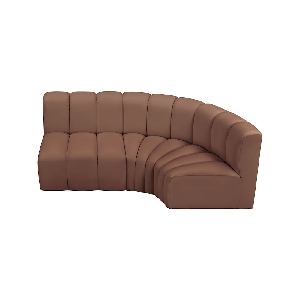 Arc Cognac Vegan Leather Modular Sofa. Picture 3