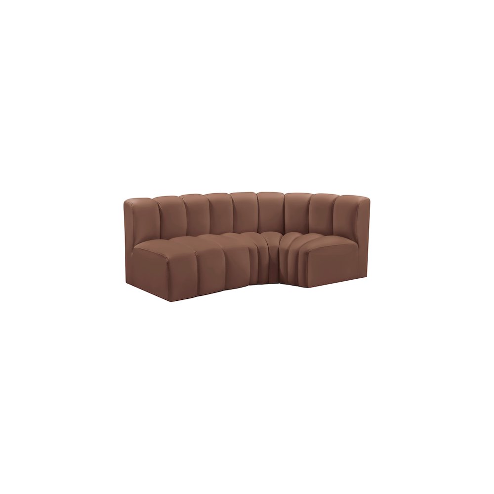 Arc Cognac Vegan Leather Modular Sofa. Picture 4