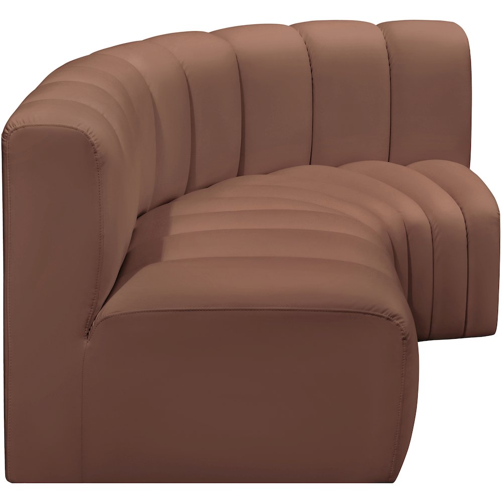 Arc Cognac Vegan Leather Modular Sofa. Picture 5