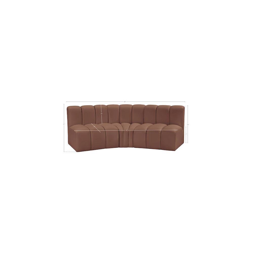 Arc Cognac Vegan Leather Modular Sofa. Picture 11