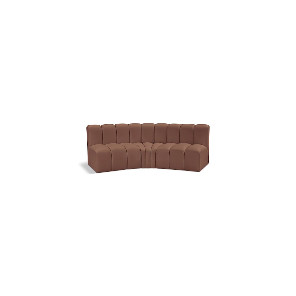 Arc Cognac Vegan Leather Modular Sofa. Picture 1
