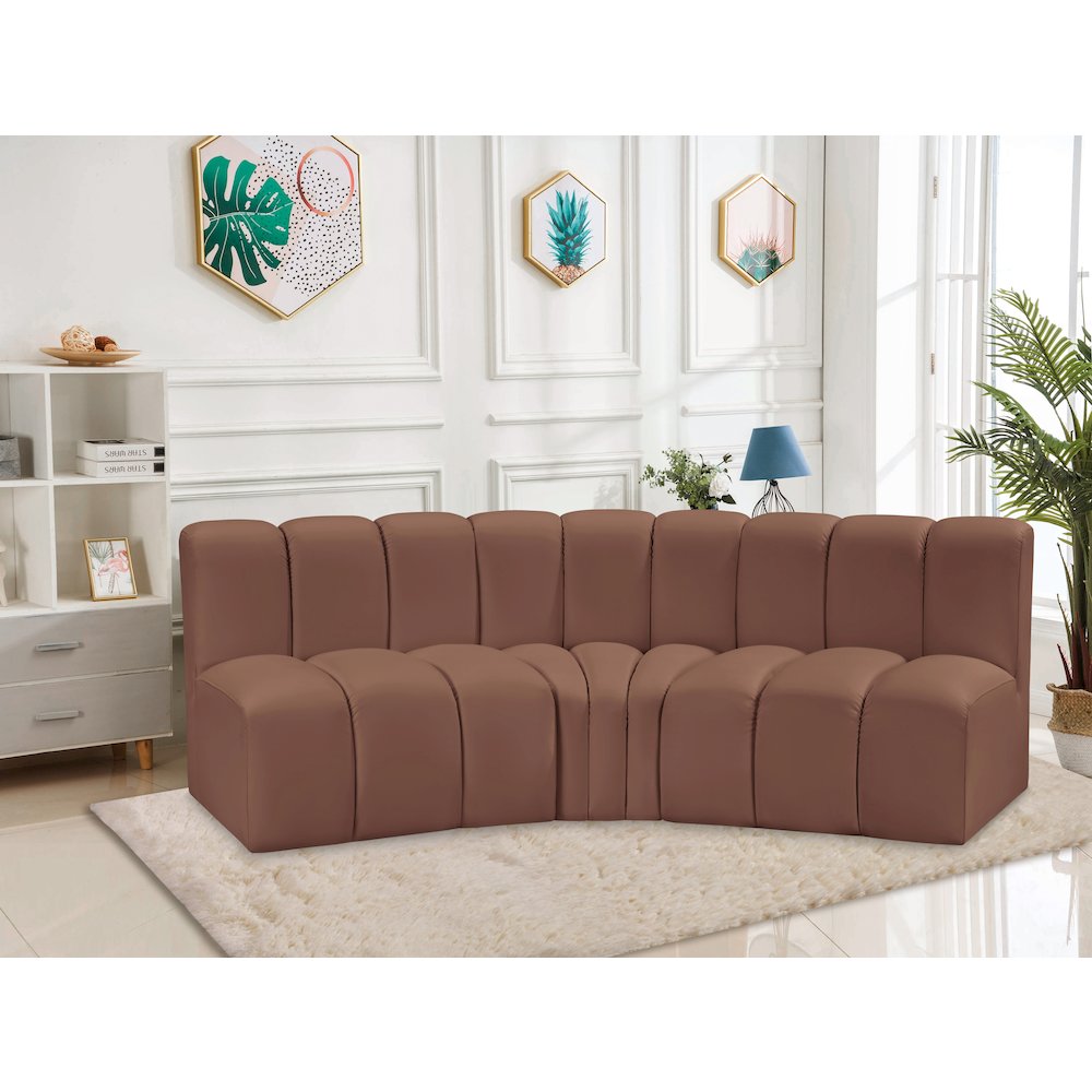 Arc Cognac Vegan Leather Modular Sofa. Picture 2