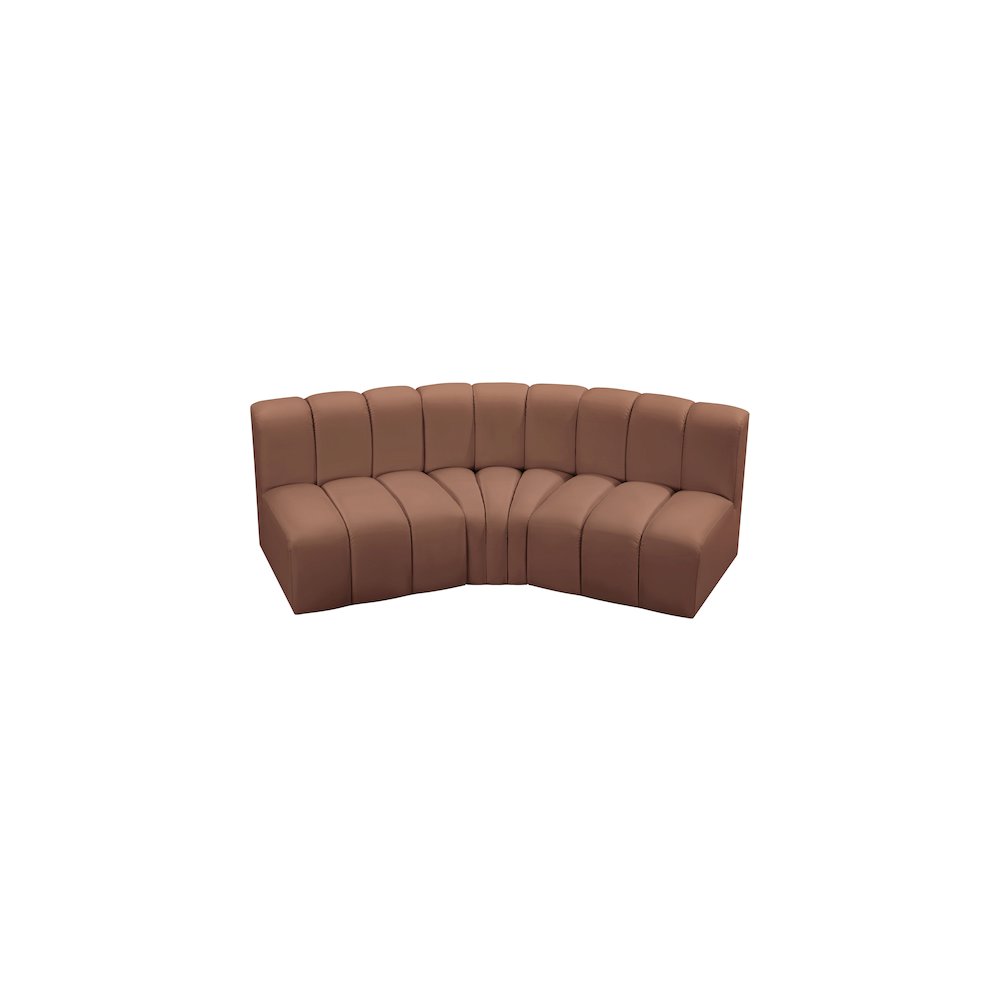 Arc Cognac Vegan Leather Modular Sofa. Picture 3