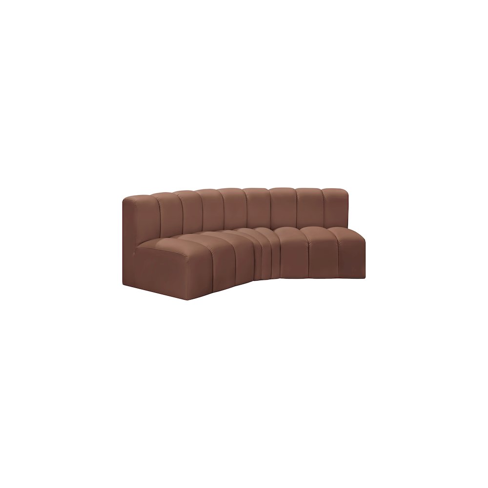 Arc Cognac Vegan Leather Modular Sofa. Picture 4
