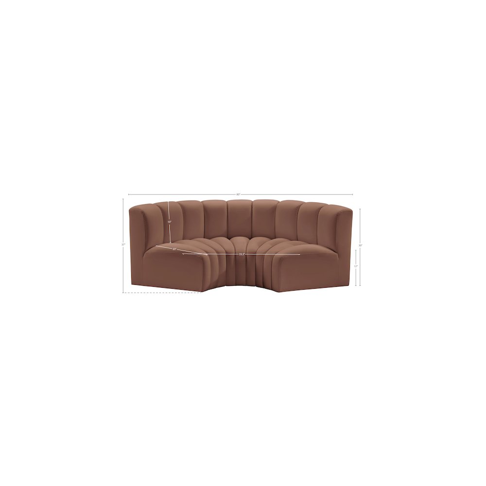 Arc Cognac Vegan Leather Modular Sofa. Picture 11