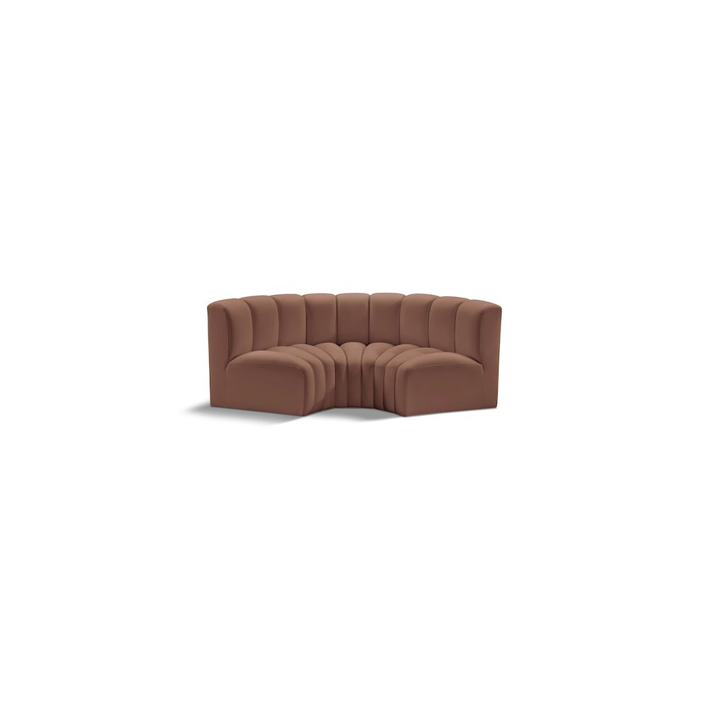 Arc Cognac Vegan Leather Modular Sofa. Picture 1