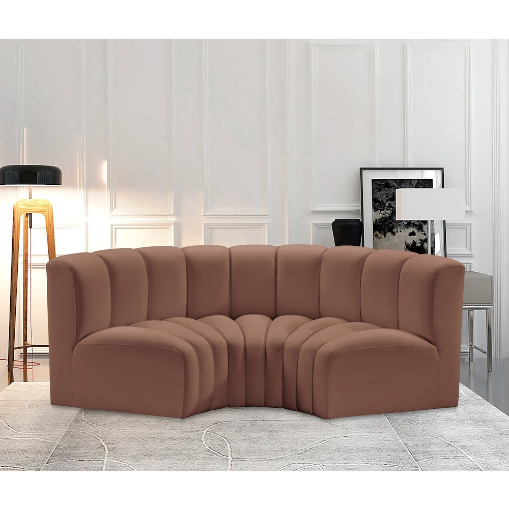 Arc Cognac Vegan Leather Modular Sofa. Picture 2