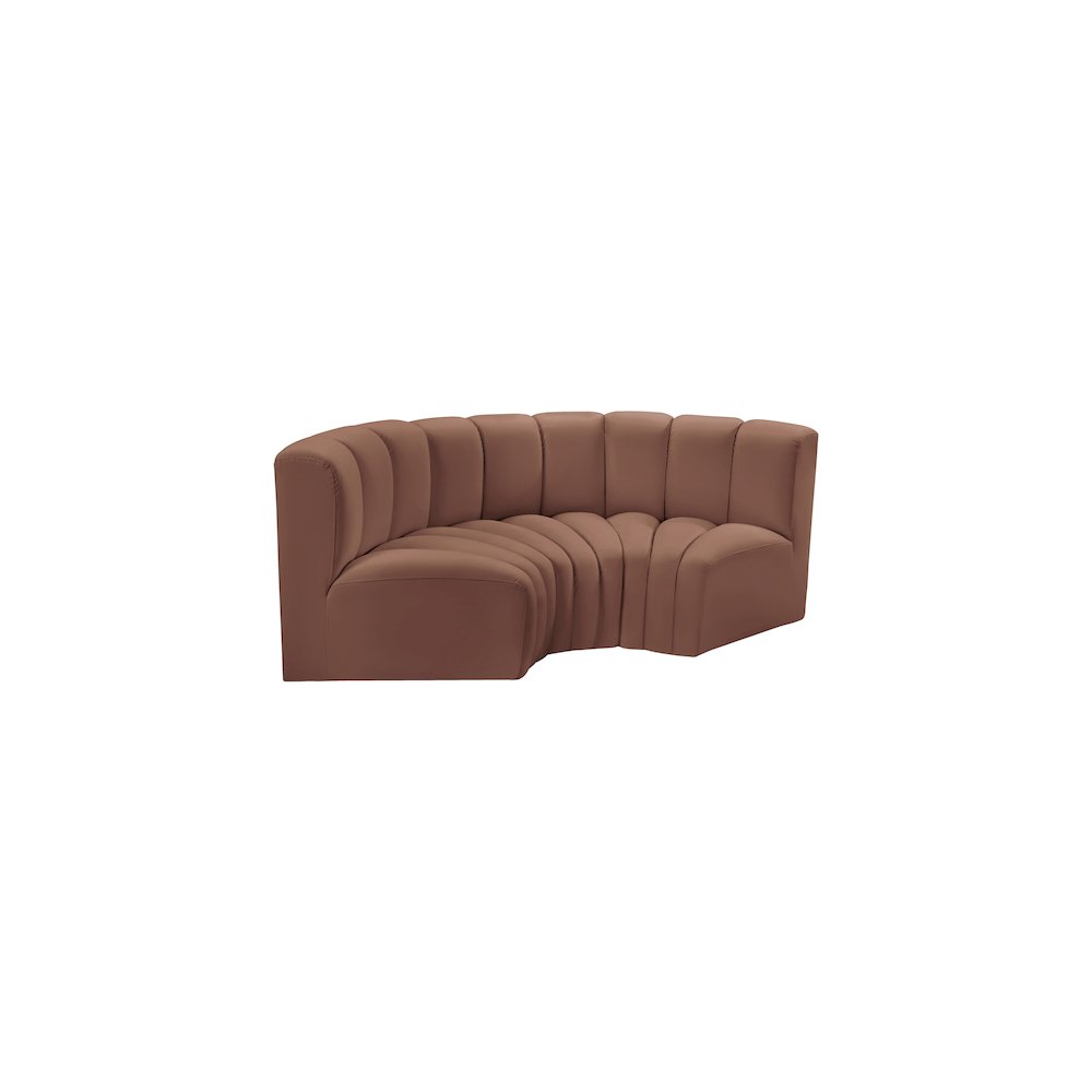 Arc Cognac Vegan Leather Modular Sofa. Picture 4