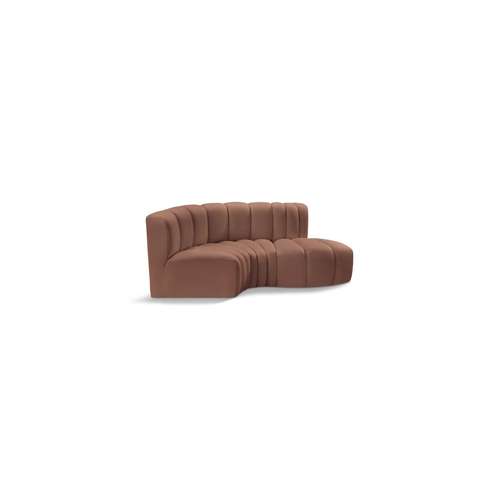 Arc Cognac Vegan Leather Modular Sofa. Picture 1