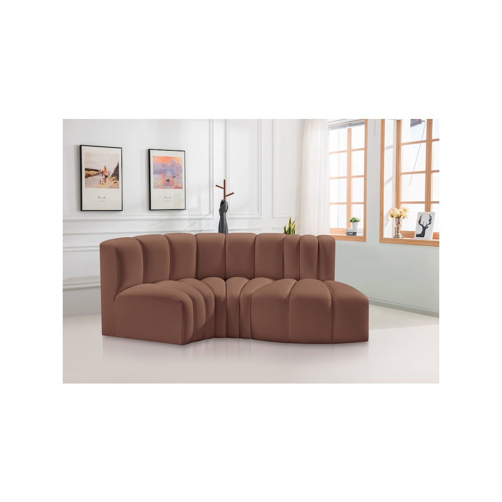 Arc Cognac Vegan Leather Modular Sofa. Picture 2