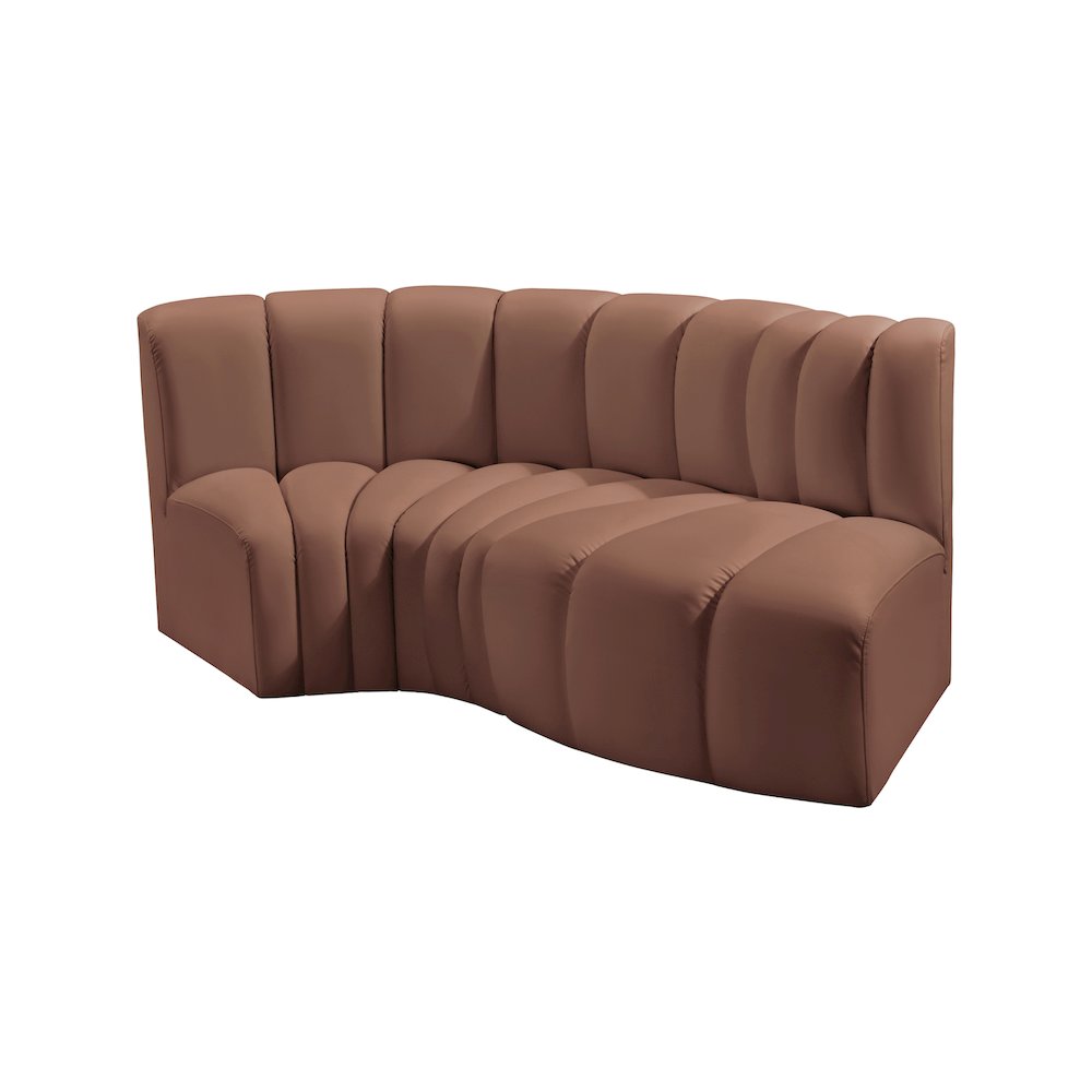 Arc Cognac Vegan Leather Modular Sofa. Picture 4