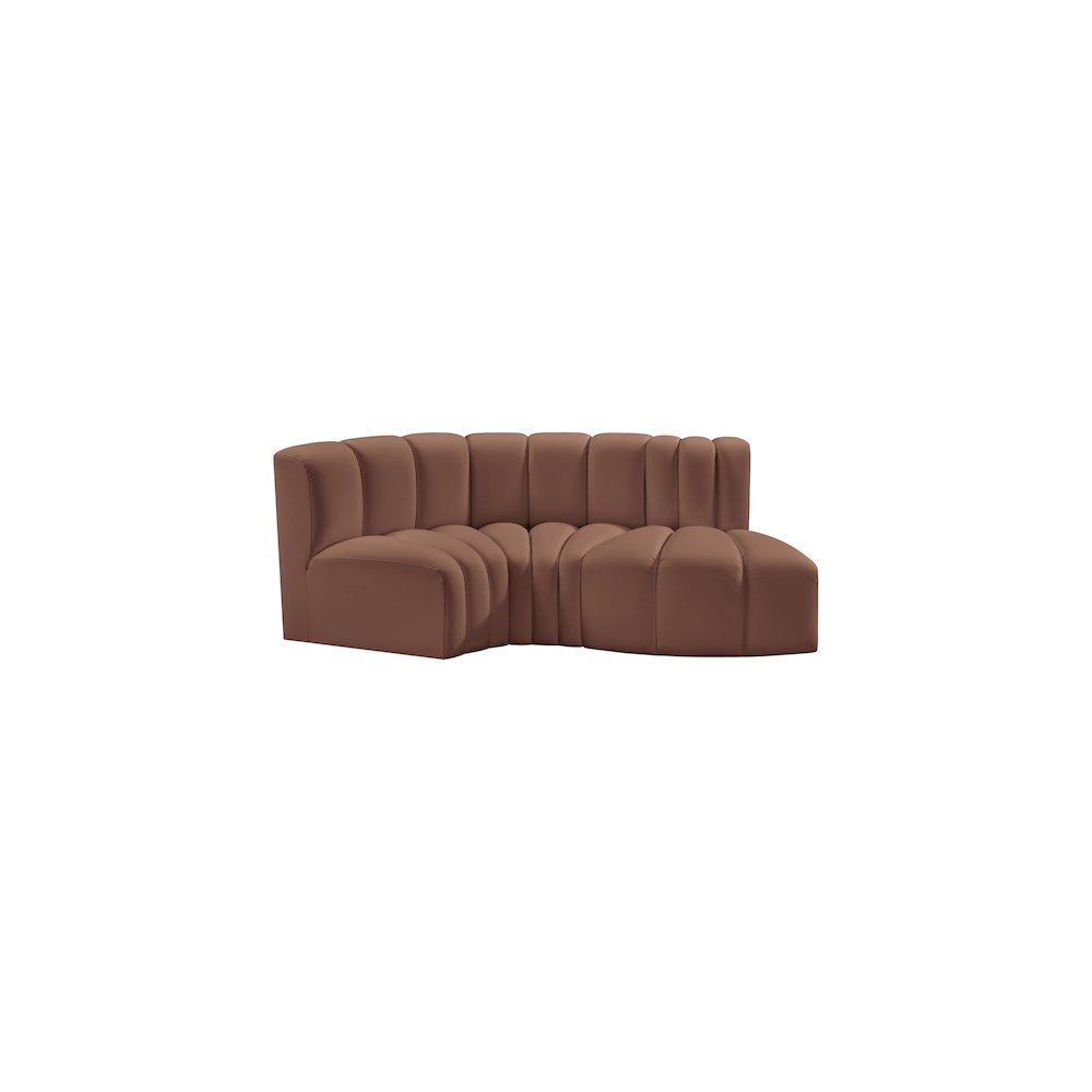 Arc Cognac Vegan Leather Modular Sofa. Picture 5