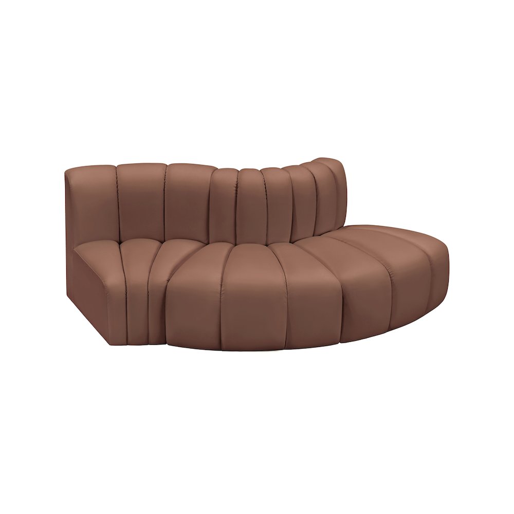 Arc Cognac Vegan Leather Modular Sofa. Picture 3