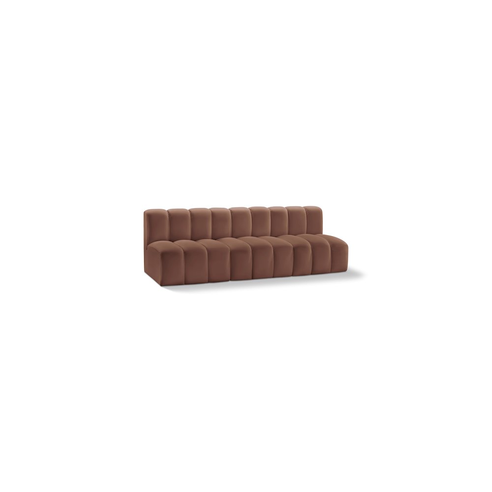 Arc Cognac Vegan Leather Modular Sofa. Picture 1