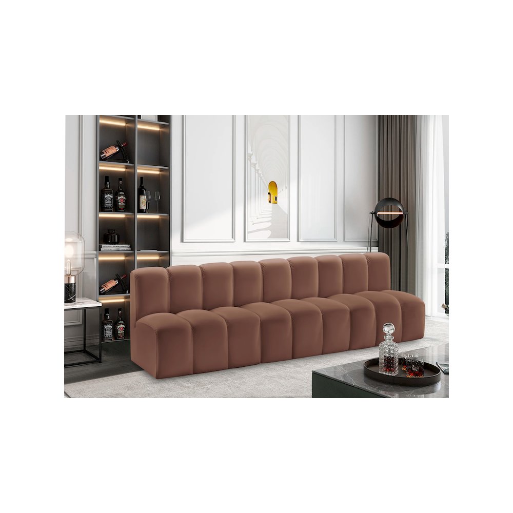 Arc Cognac Vegan Leather Modular Sofa. Picture 2