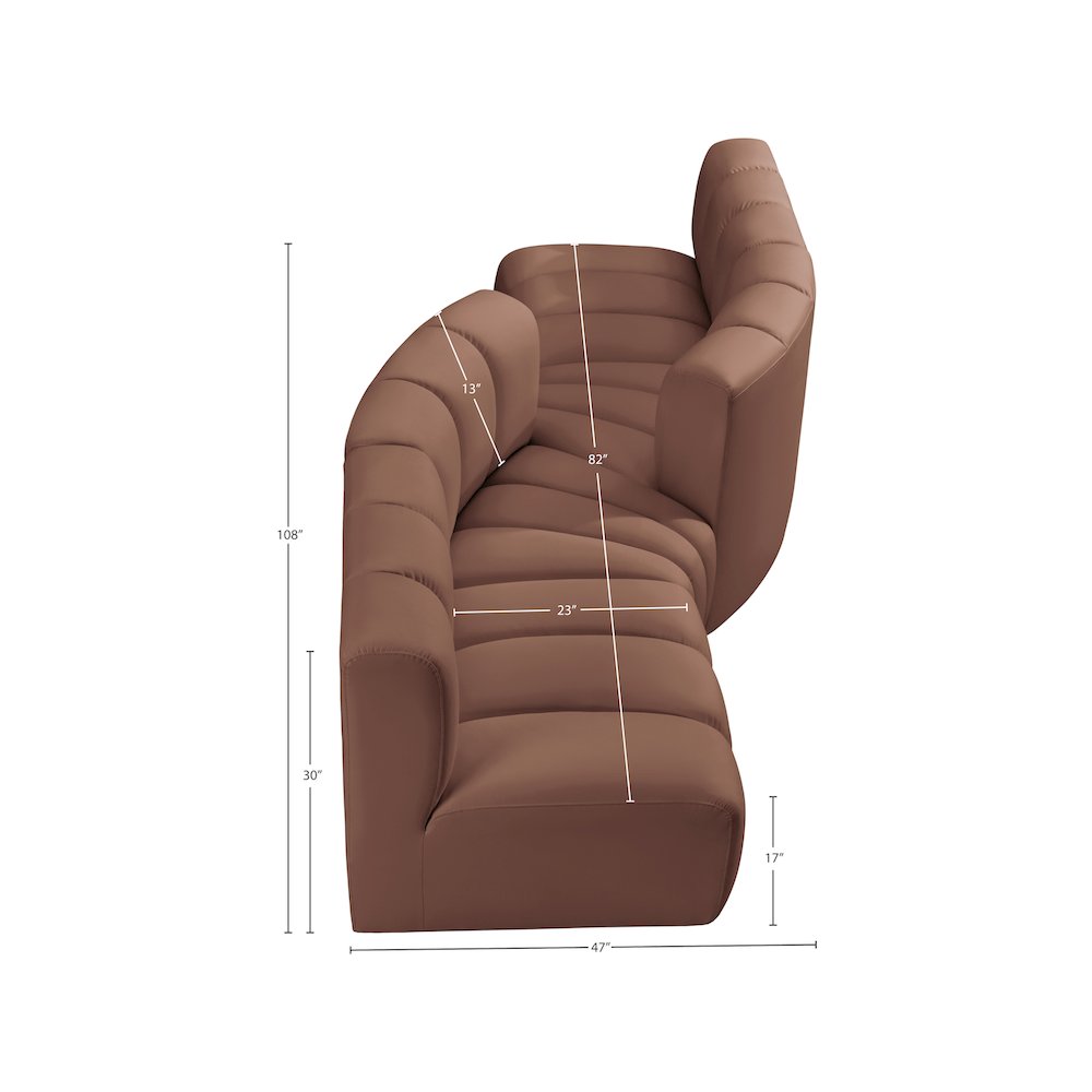 Arc Cognac Vegan Leather Modular Sofa. Picture 10