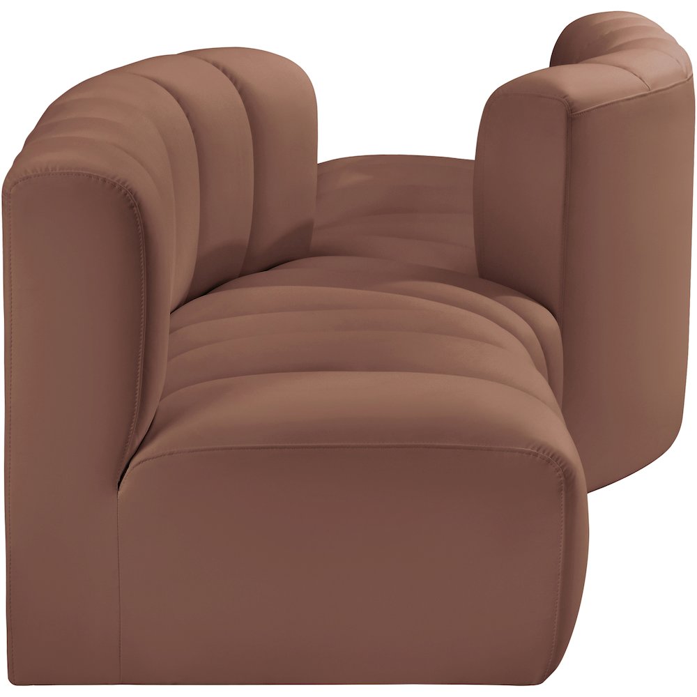 Arc Cognac Vegan Leather Modular Sofa. Picture 4