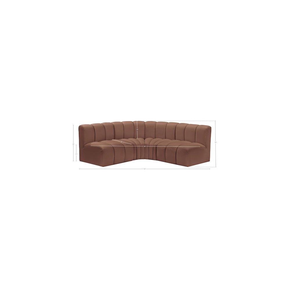 Arc Cognac Vegan Leather Modular Sofa. Picture 11
