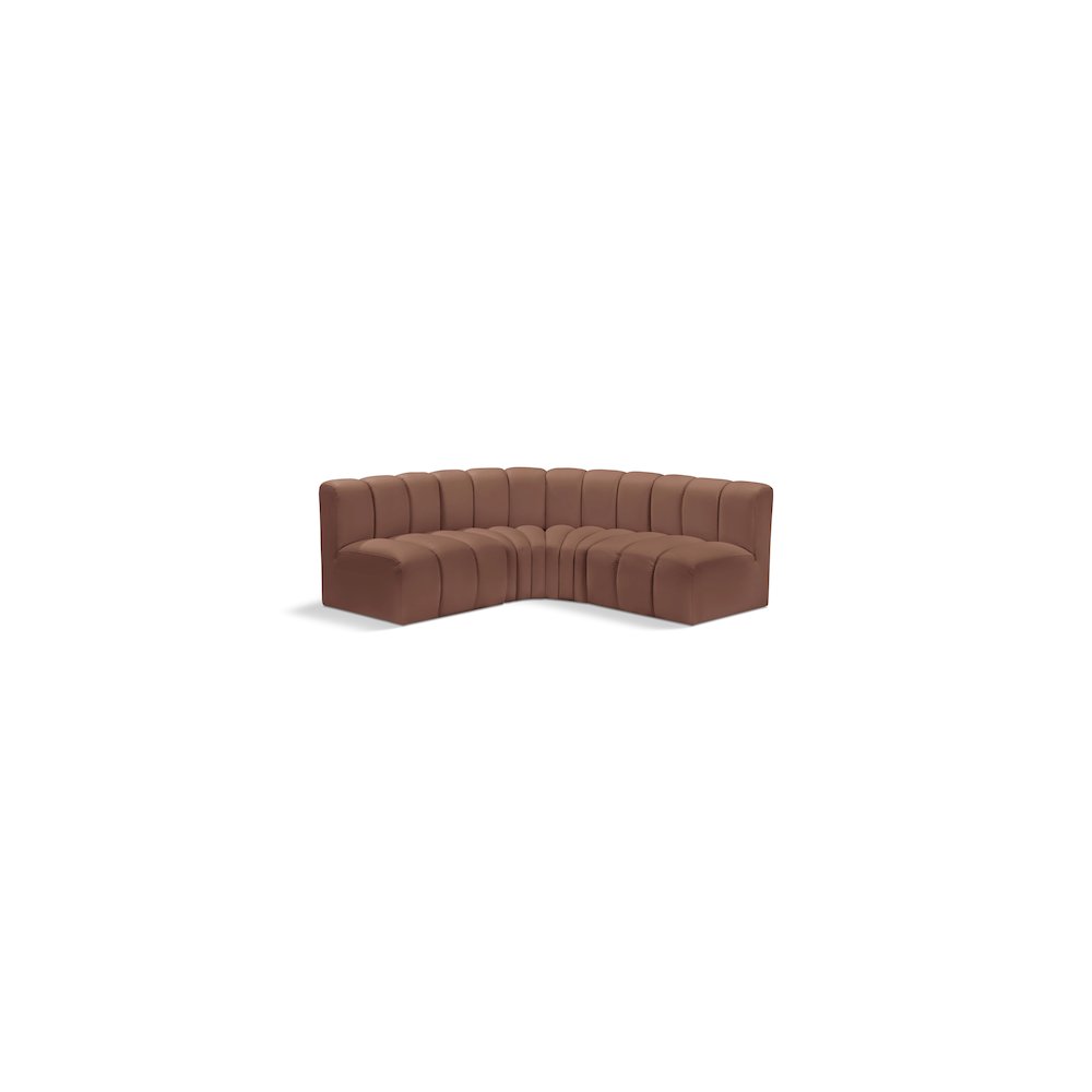 Arc Cognac Vegan Leather Modular Sofa. Picture 1