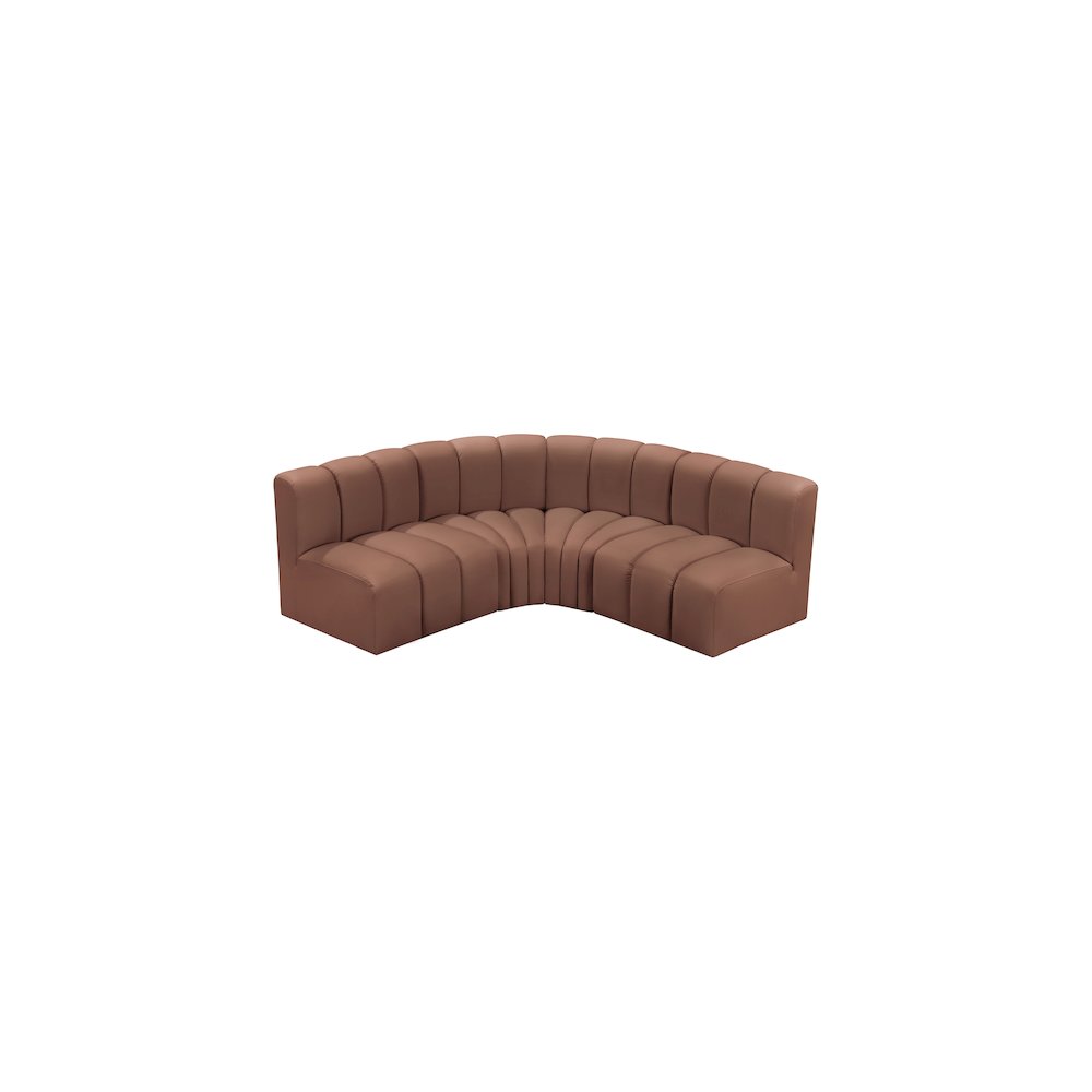 Arc Cognac Vegan Leather Modular Sofa. Picture 3