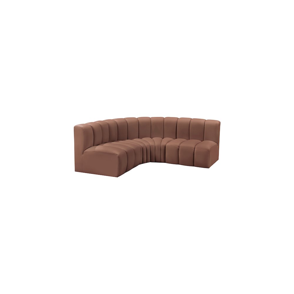 Arc Cognac Vegan Leather Modular Sofa. Picture 4
