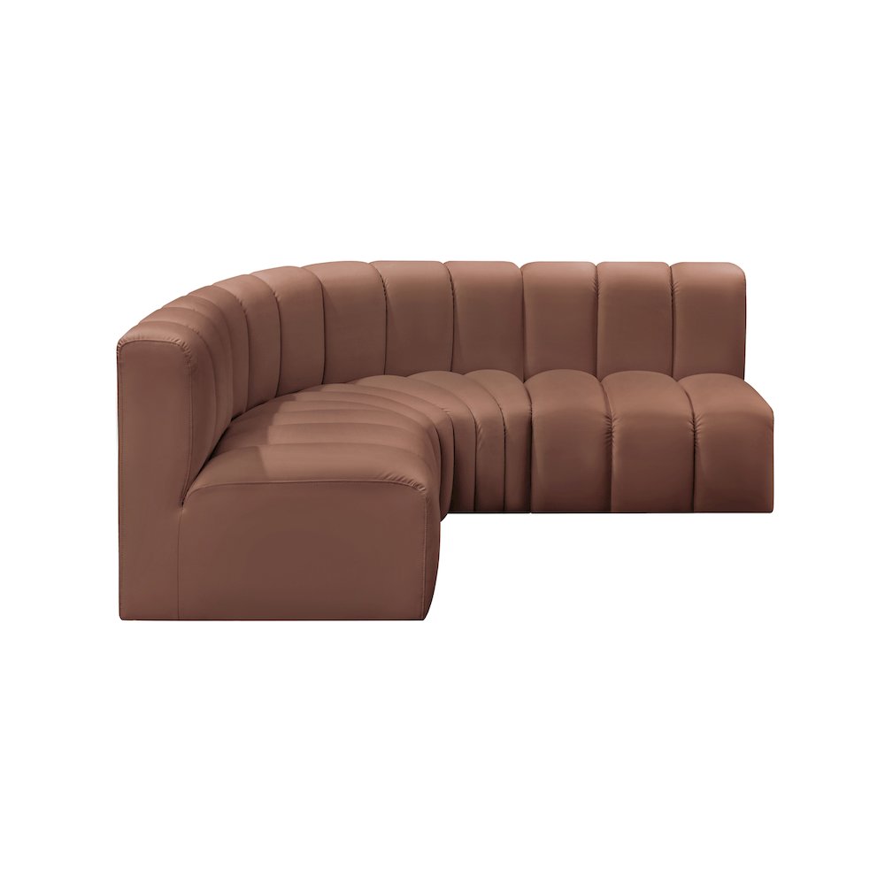 Arc Cognac Vegan Leather Modular Sofa. Picture 5