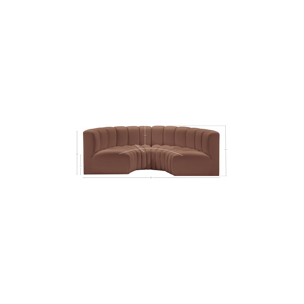 Arc Cognac Vegan Leather Modular Sofa. Picture 11