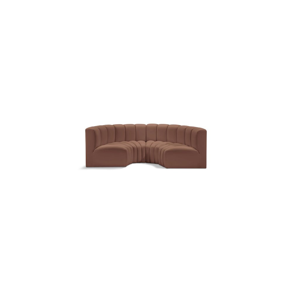 Arc Cognac Vegan Leather Modular Sofa. Picture 1