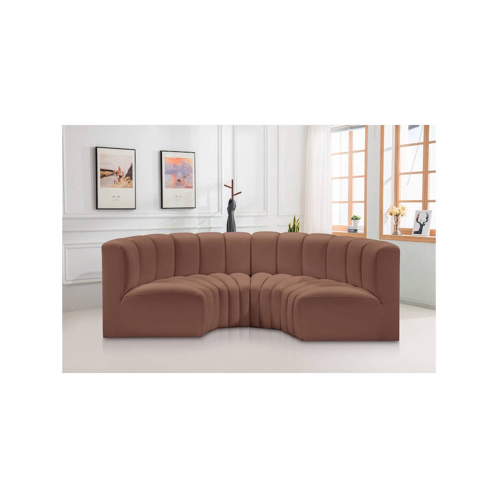 Arc Cognac Vegan Leather Modular Sofa. Picture 2