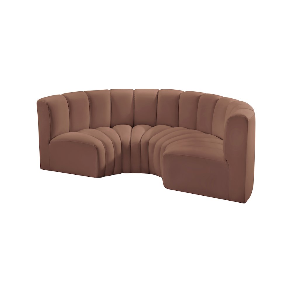 Arc Cognac Vegan Leather Modular Sofa. Picture 4