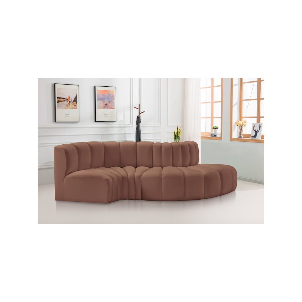 Arc Cognac Vegan Leather Modular Sofa. Picture 2