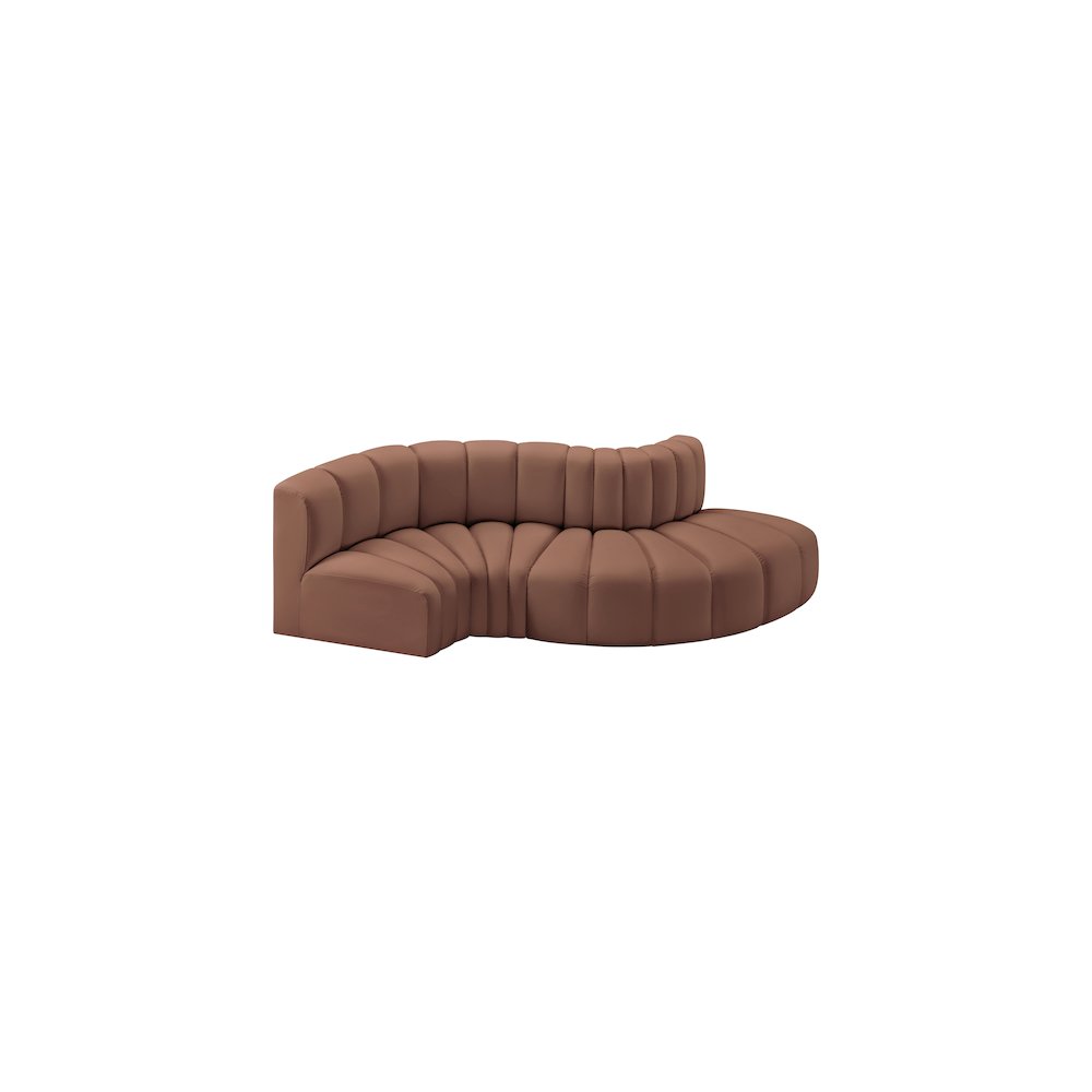 Arc Cognac Vegan Leather Modular Sofa. Picture 3