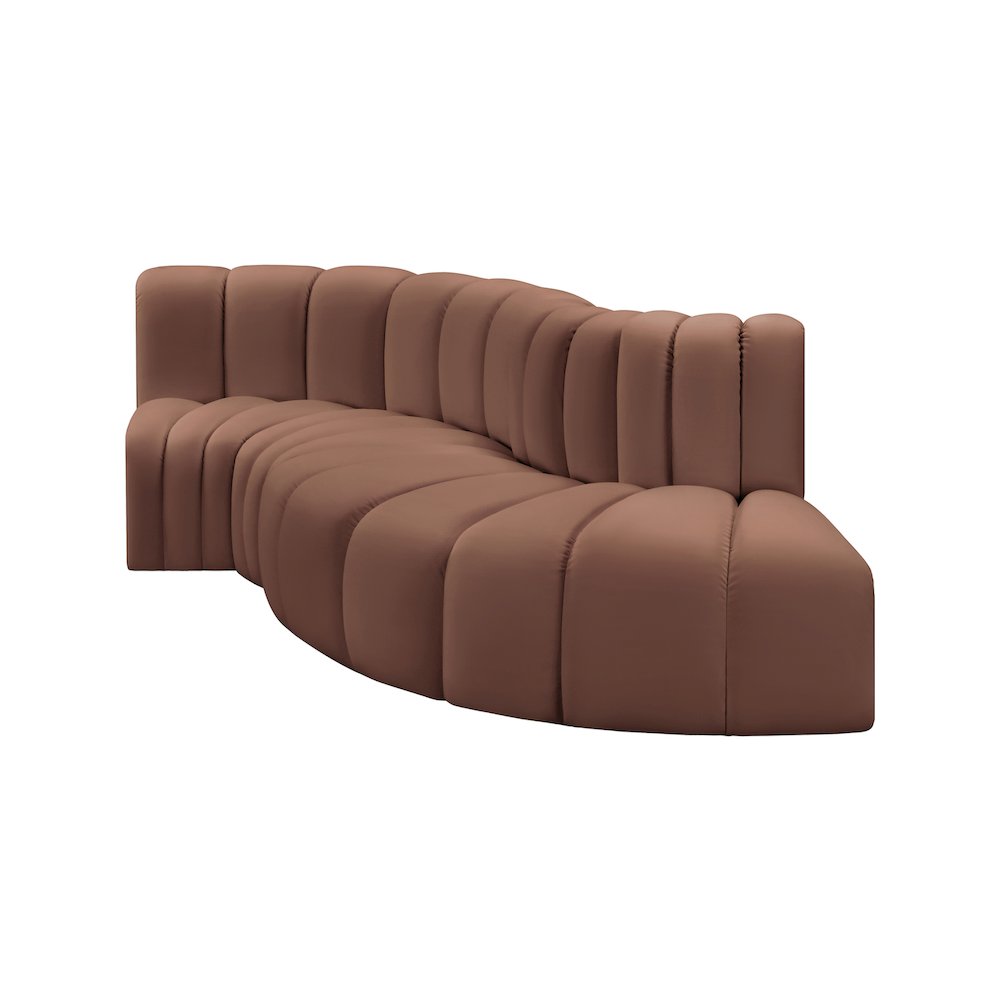 Arc Cognac Vegan Leather Modular Sofa. Picture 4