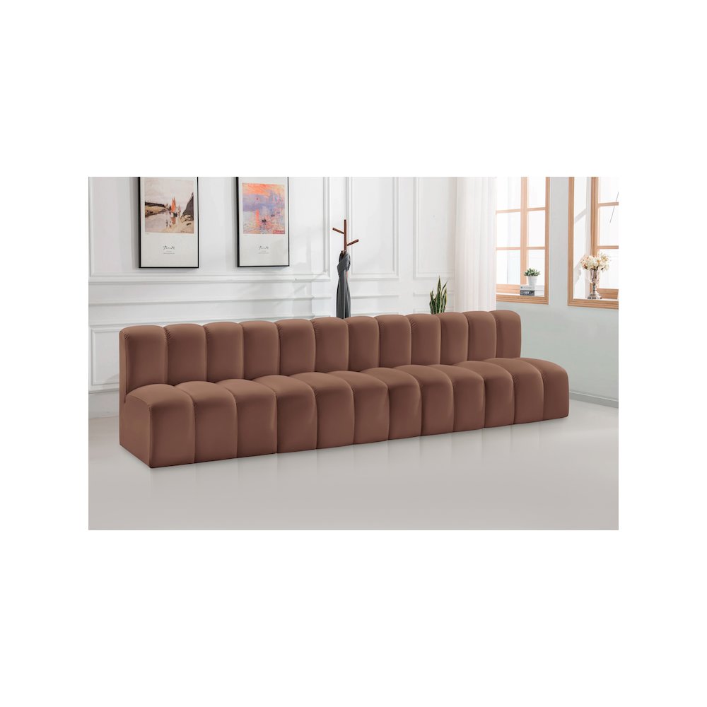 Arc Cognac Vegan Leather Modular Sofa. Picture 2