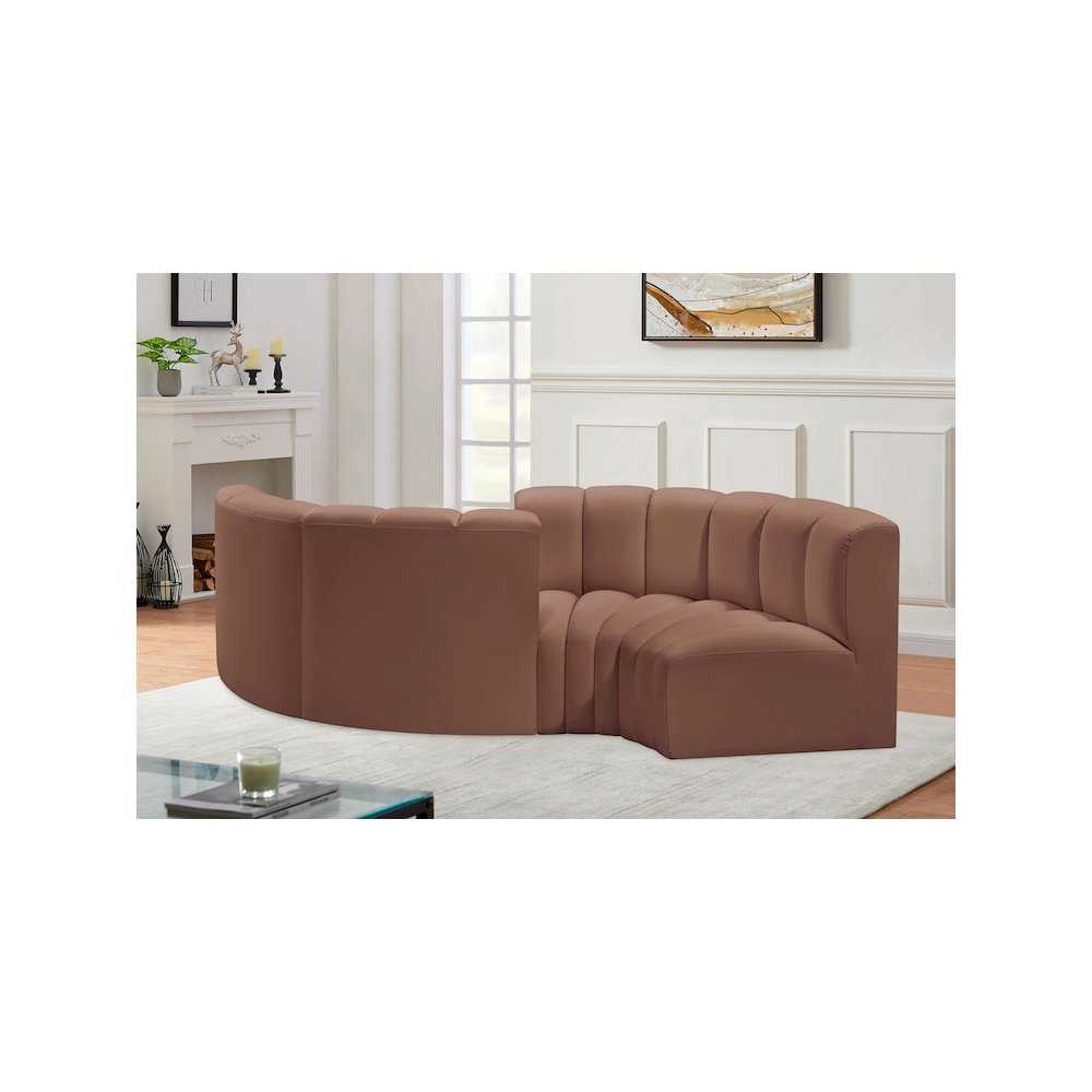 Arc Cognac Vegan Leather Modular Sofa. Picture 2