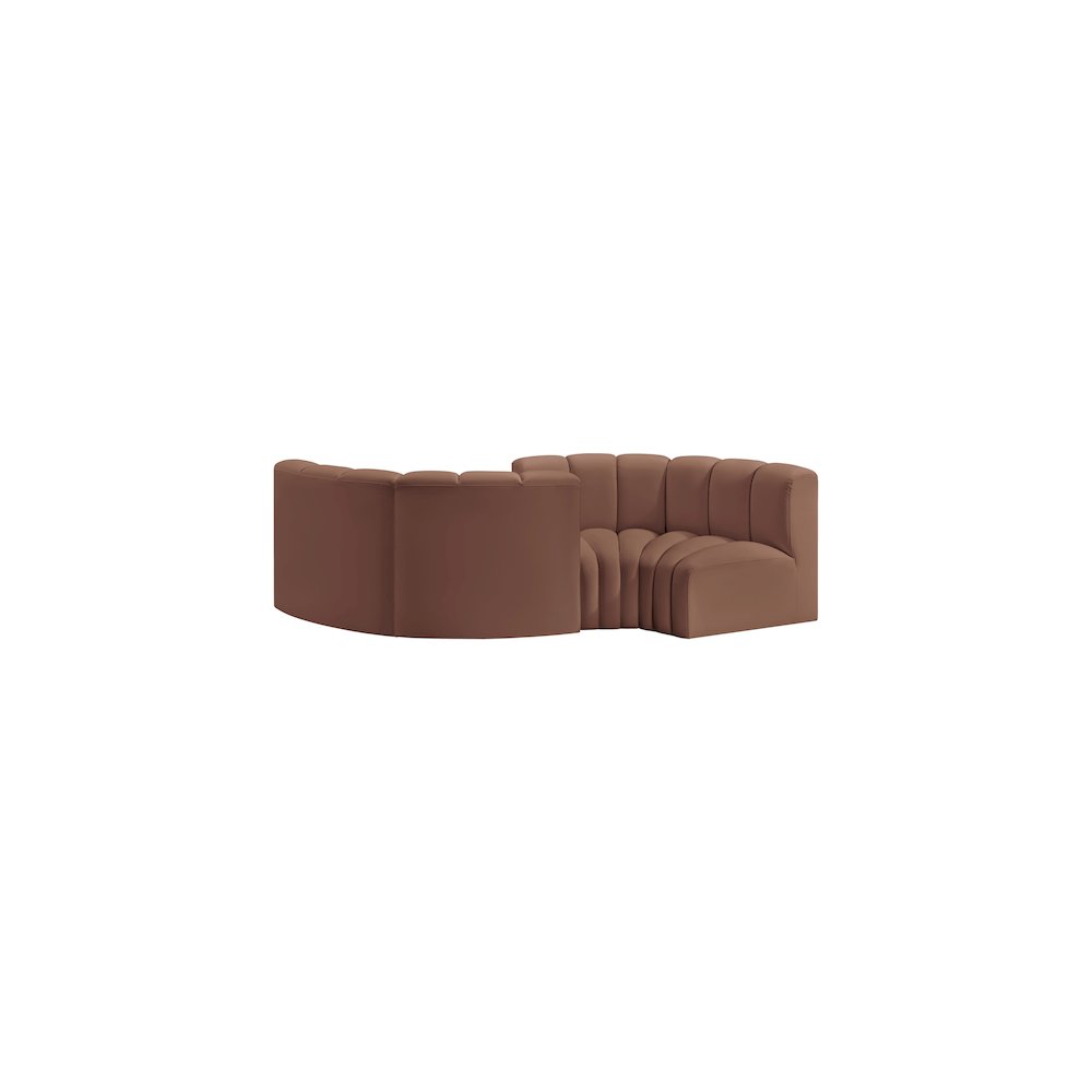 Arc Cognac Vegan Leather Modular Sofa. Picture 3