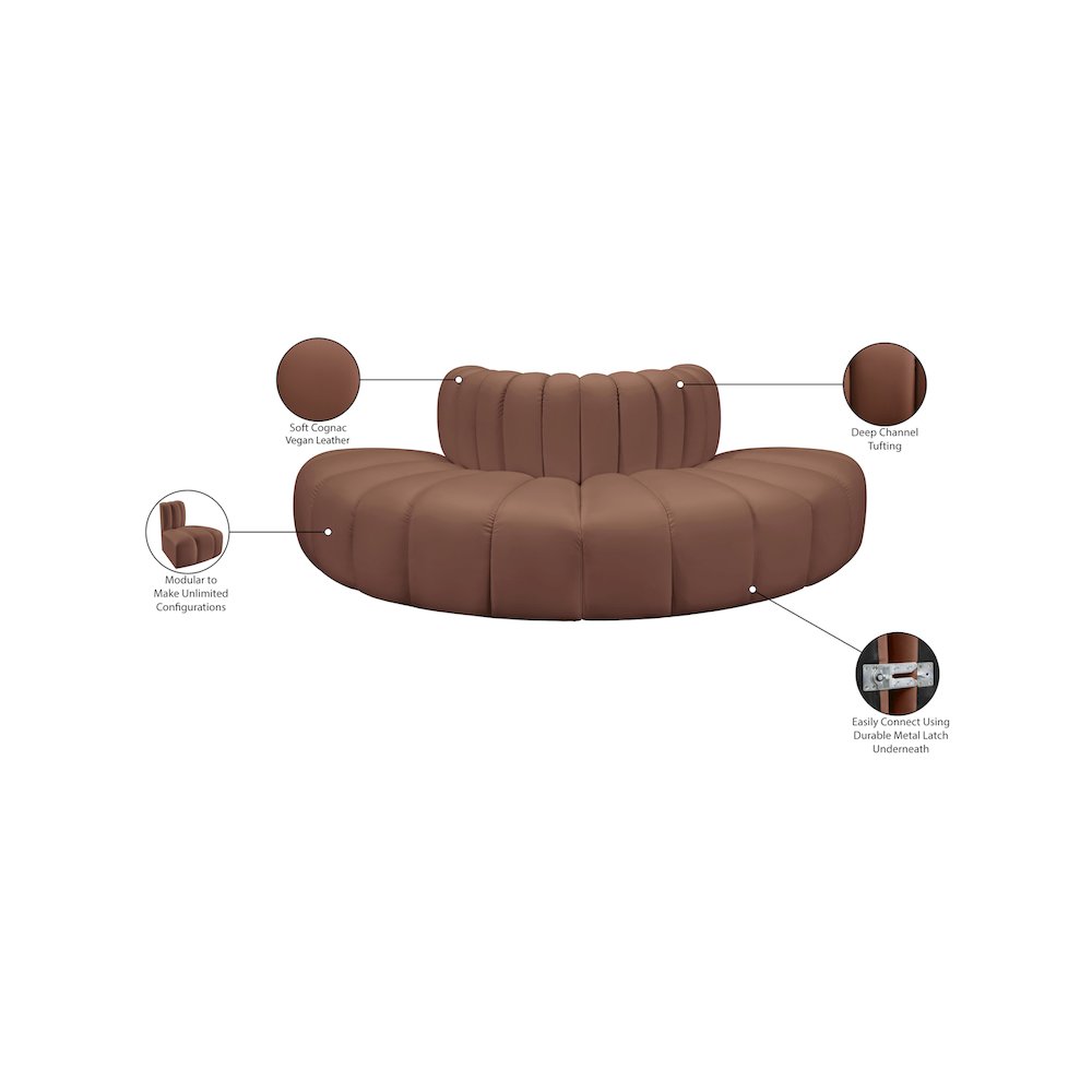 Arc Cognac Vegan Leather Modular Sofa. Picture 12