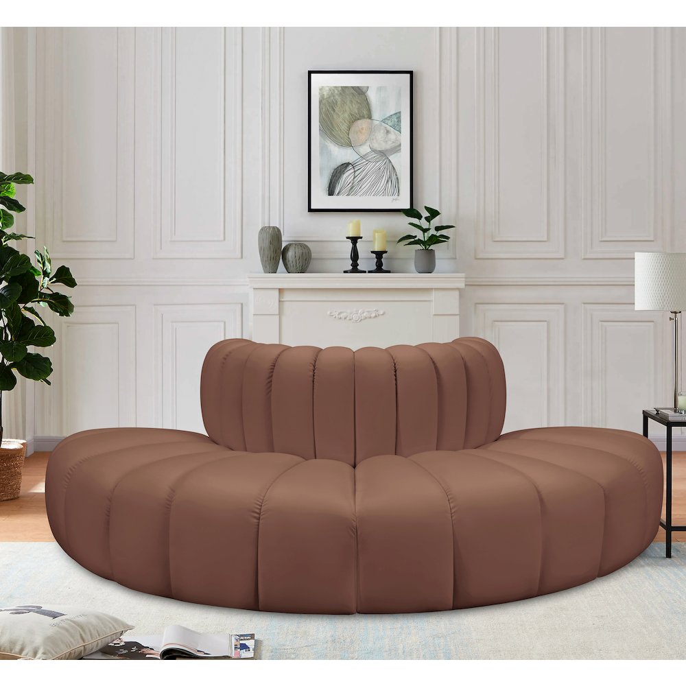 Arc Cognac Vegan Leather Modular Sofa. Picture 2