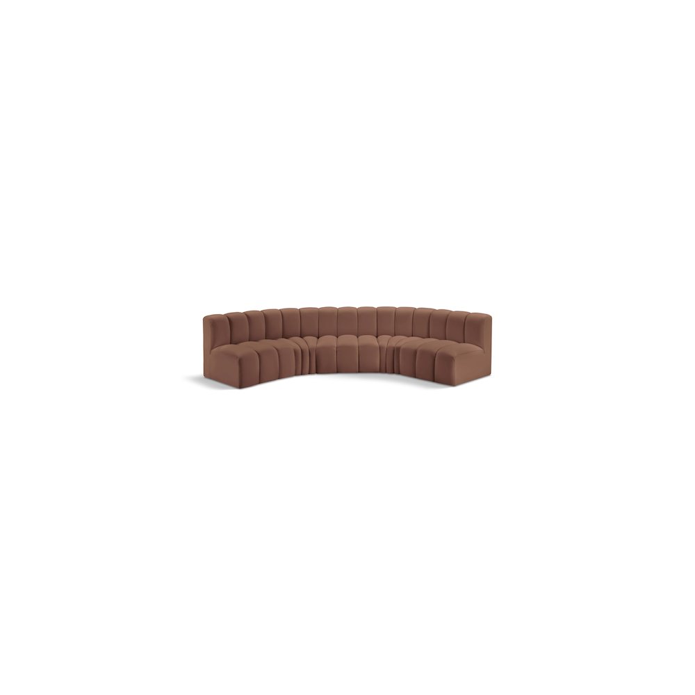 Arc Cognac Vegan Leather Modular Sofa. Picture 1