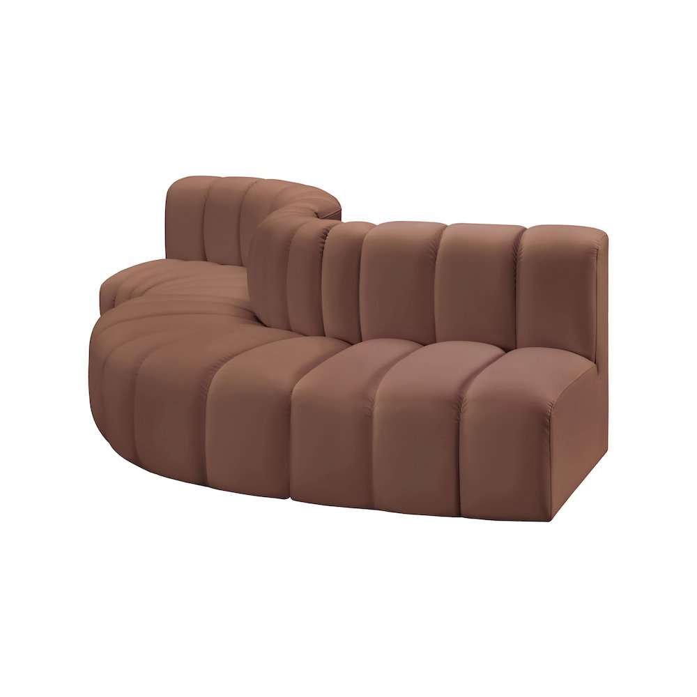 Arc Cognac Vegan Leather Modular Sofa. Picture 4