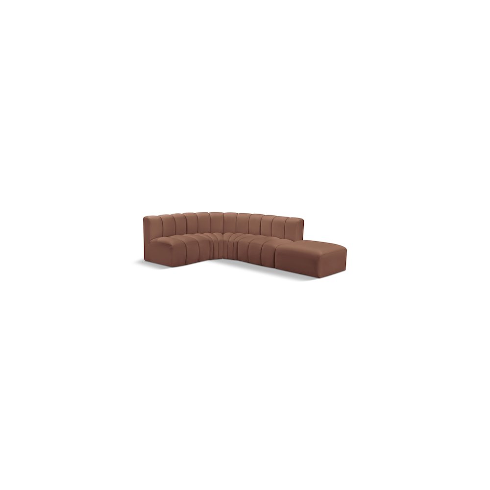 Arc Cognac Vegan Leather Modular Sofa. Picture 1