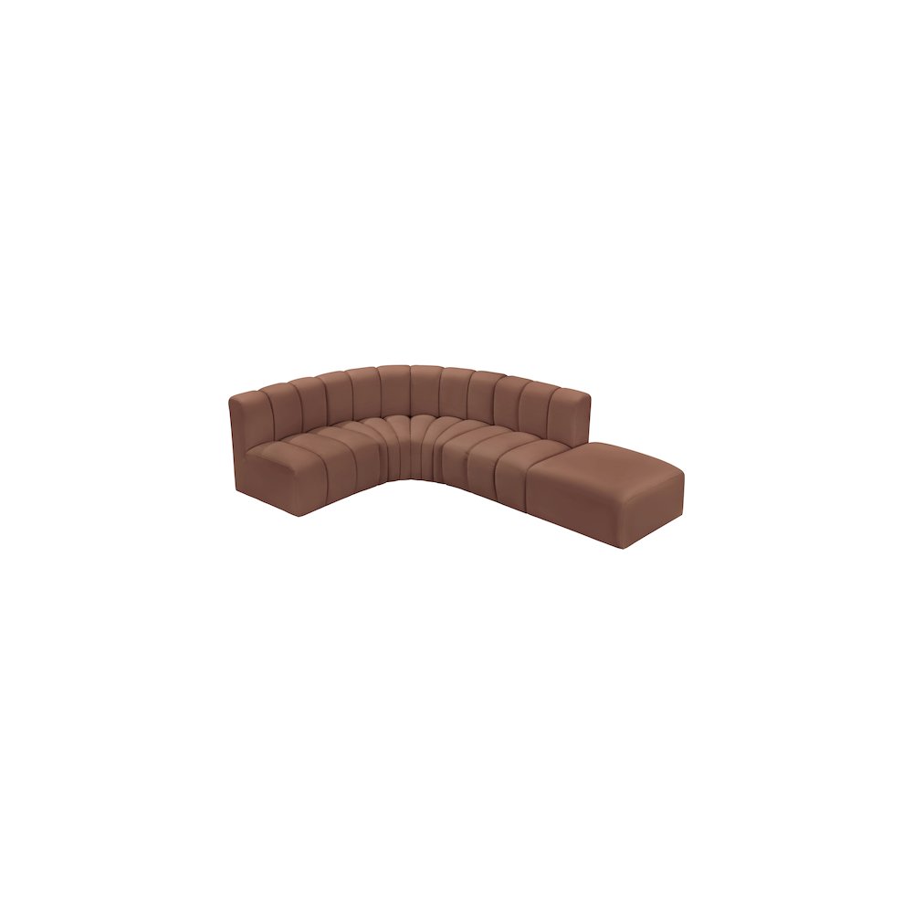 Arc Cognac Vegan Leather Modular Sofa. Picture 5