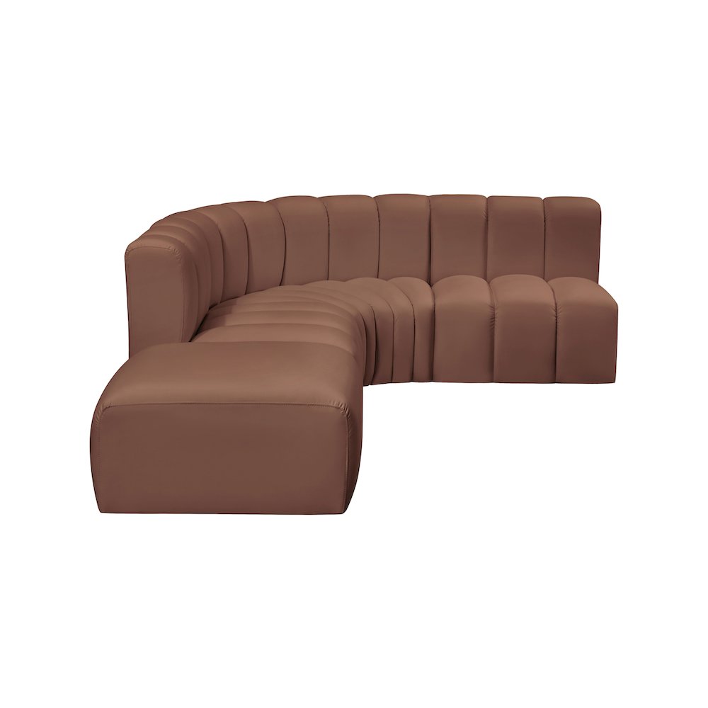Arc Cognac Vegan Leather Modular Sofa. Picture 8