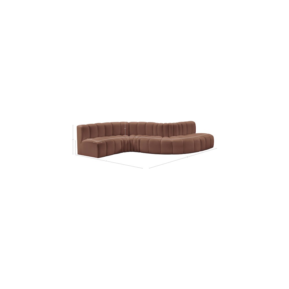 Arc Cognac Vegan Leather Modular Sofa. Picture 10