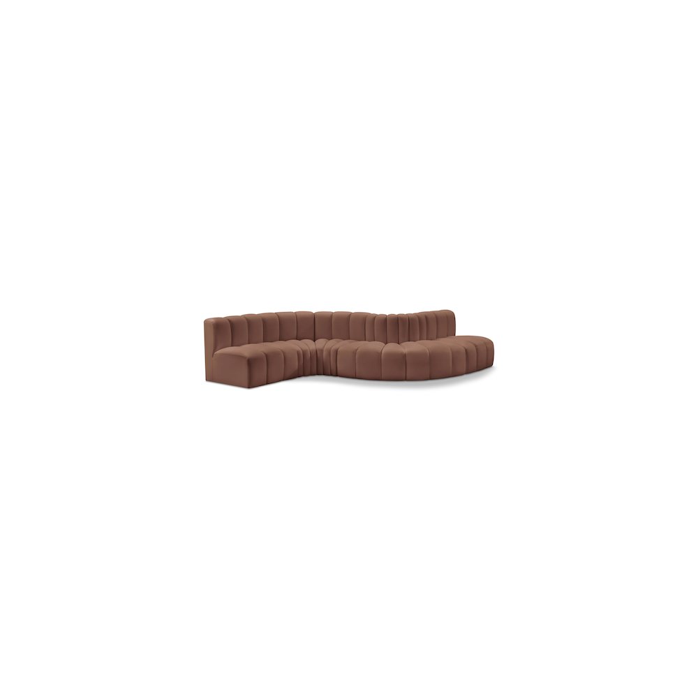 Arc Cognac Vegan Leather Modular Sofa. Picture 1