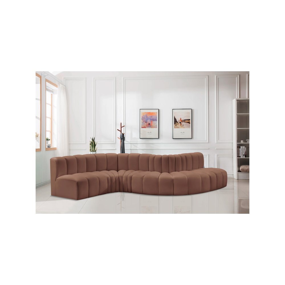 Arc Cognac Vegan Leather Modular Sofa. Picture 2