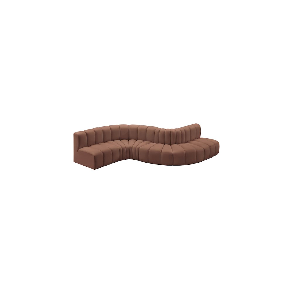 Arc Cognac Vegan Leather Modular Sofa. Picture 3