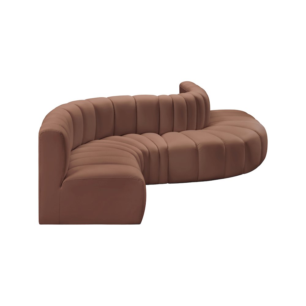 Arc Cognac Vegan Leather Modular Sofa. Picture 4