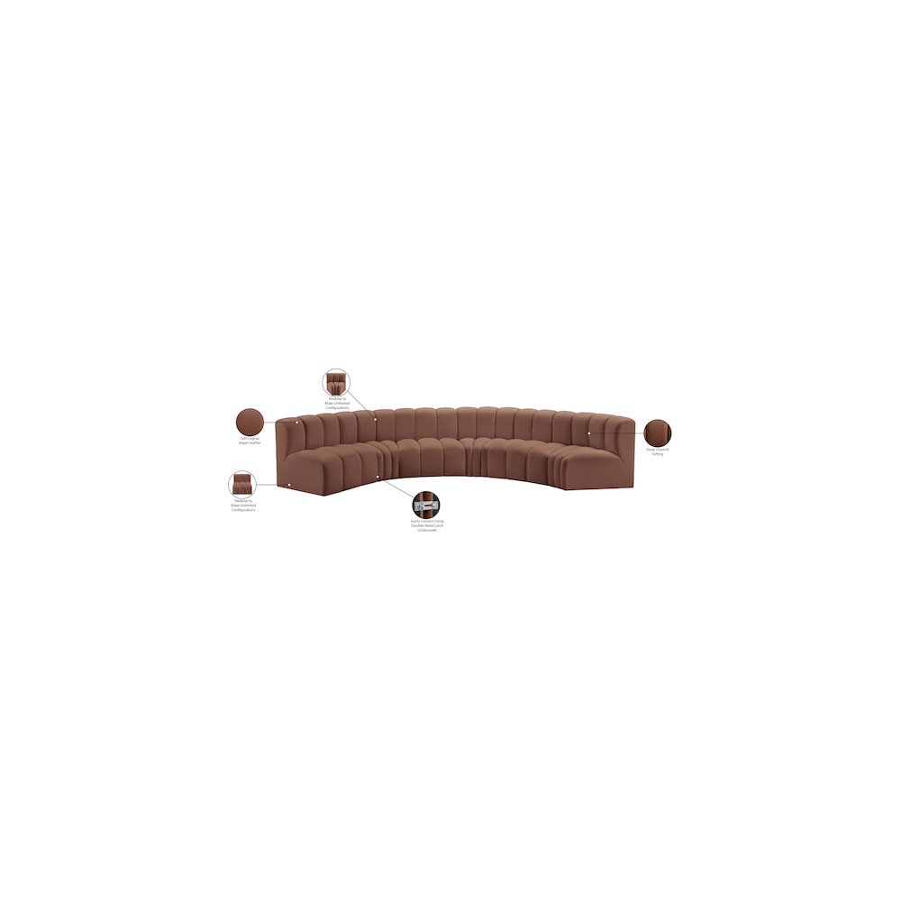 Arc Cognac Vegan Leather Modular Sofa. Picture 12